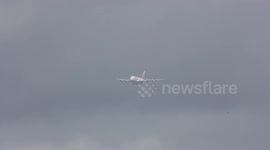 Airbus A380 spectacular go around during storm at Amsterdam Schiphol