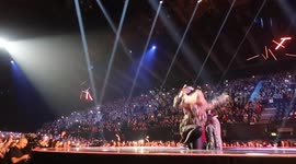 Gemma Collins falls through stage trapdoor