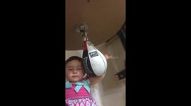 Baby boxing at 1 year and 2 months old