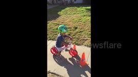 Toddler in learning-to-ride bike fail