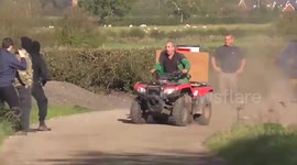 Farmer rams hunt sabs with his quad bike