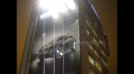 Ukraine. Light add of a car.  Ucrania. Kiev. Anuncio coche, cartel luminoso