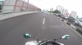accident biker cause some car suddenly moved line