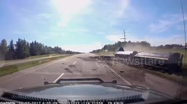Jet fuel tanker rolls over on Canada highway