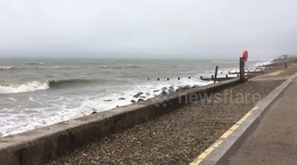 Milford on sea on a foggy & windy day