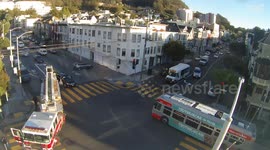 San Francisco fire truck hits car while making a turn