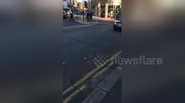 Newsflare Edit - Possible gas explosion Glossop road this morning about 8. 45. People weirdly still walking right past. https://t.co/pQGy6qgQ6Q