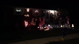 Halloween Decorated lit house