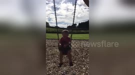 Newsflare Edit - Toddler swings and kicks cameraman over