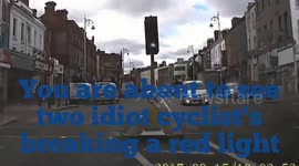 Cyclist knocks down blind lady after breaking a red light in Dublin 15/08/2017