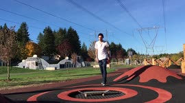 Skateboarding on a Trampoline.... not a good idea