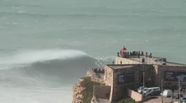 Monster waves crashing in Nazaré