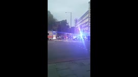 Police heading to bomb scare near tower bridge on Halloween night.