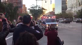 Injured being taken away from the scene