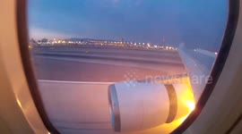 Stalled airplane engine catches fire at Las Vegas airport