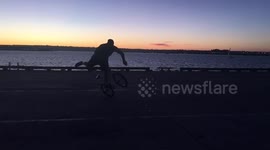 Bmx Freestyle - Lung Spin Slow Motion at Sunset