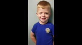 Boy struggles to say 'trunks' and appears to swear