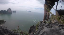 Daredevil jumps from mountain for first time