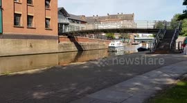 Boat cruising around Nottingham canal