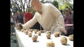 Martial arts master 'sets new world record' for smashing walnuts with bare hands