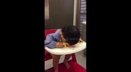Baby falls asleep while eating