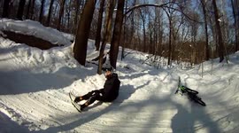 Epic funny fail on a mountain bike in winter
