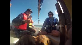 on a boat in strong winds
