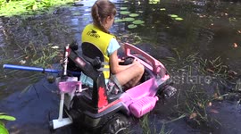 Upgraded Amphibious children's ride-on toy car boat