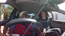 Learner driver freaks out as she gets behind the wheel for the first time