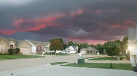 Storm red skies