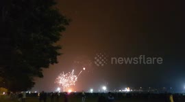 Fireworks on bonfire night at Soldiers Fields Roundhay Leeds United Kingdom