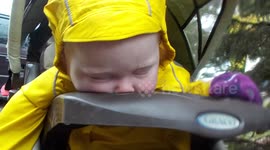 Baby falls asleep on the go