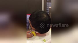 Baby cannot stay awake during dinner