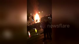 Huge wooden tower in playground catches fire in Canning Town, London