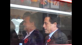 Hugh Bonneville and Hugh Grant leave  the World premiere of Paddington 2