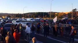 Protesters block major highway in Catalonia