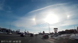 Cold Temperatures Create Sun Halo in Sky