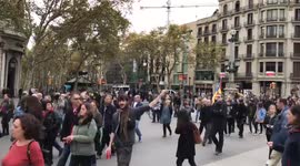 Timelapse of protest in central Barcelona