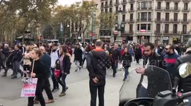 Timelapse of protest in central Barcelona
