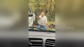 Girl trying to flip car like Eleven in Stranger Things