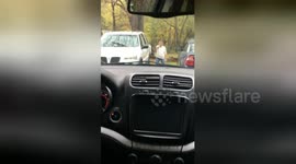 Girl trying to flip car like Eleven in Stranger Things