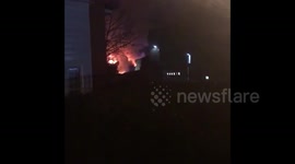 Fire rips through storage building at National Film and Television School. Buckinghamshire, UK.