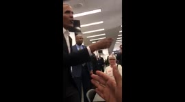 Barack Obama greets people at Chicago courthouse