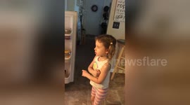 Toddler gets scared when she finds Pennywise in the fridge