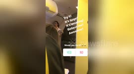 Flight attendant imitates Donald Trump to promote inflight merchandise