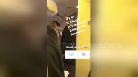 Flight attendant imitates Donald Trump to promote inflight merchandise