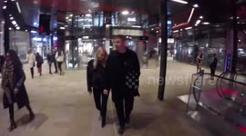 Professor Green departs One New Change in London with girlfriend