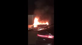 NYPD van engulfed by flames