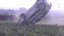 Spectacular crash during rally race in Belgium