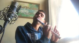 Egyptian musician beat boxes while playing the recorder